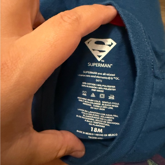 DC Comics Blue Superman Logo Kids Tee size 18M - Picture 4 of 4